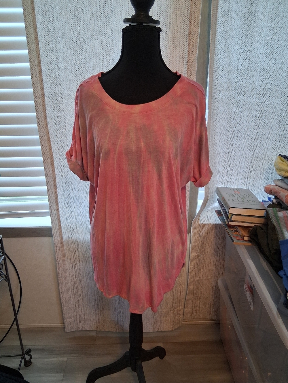 GreenTea Pink Tie-Dye Relaxed Short Sleeve Tunic Size XL